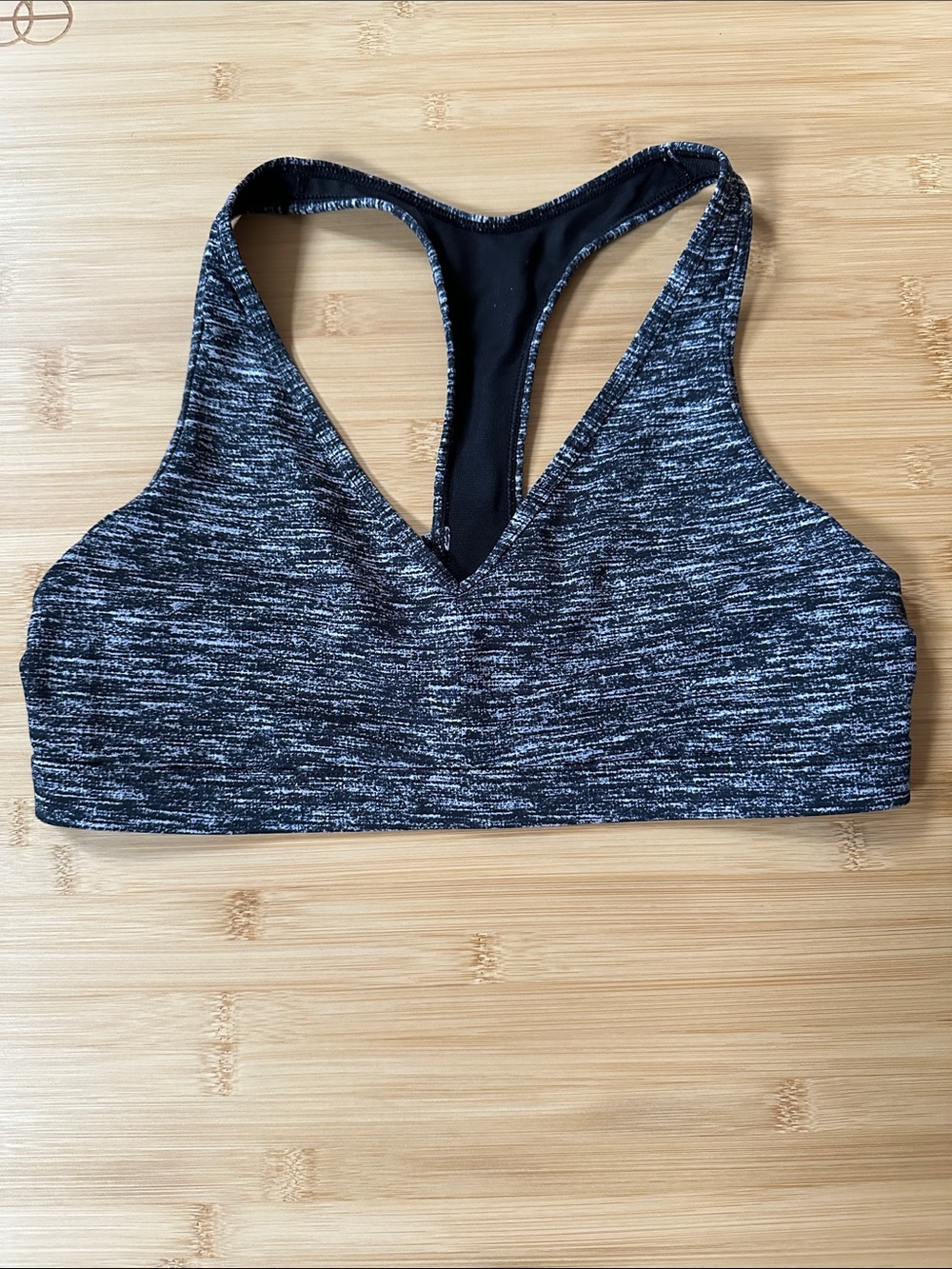 🩶 Victoria Sport Heathered Black Racerback Sports Bra